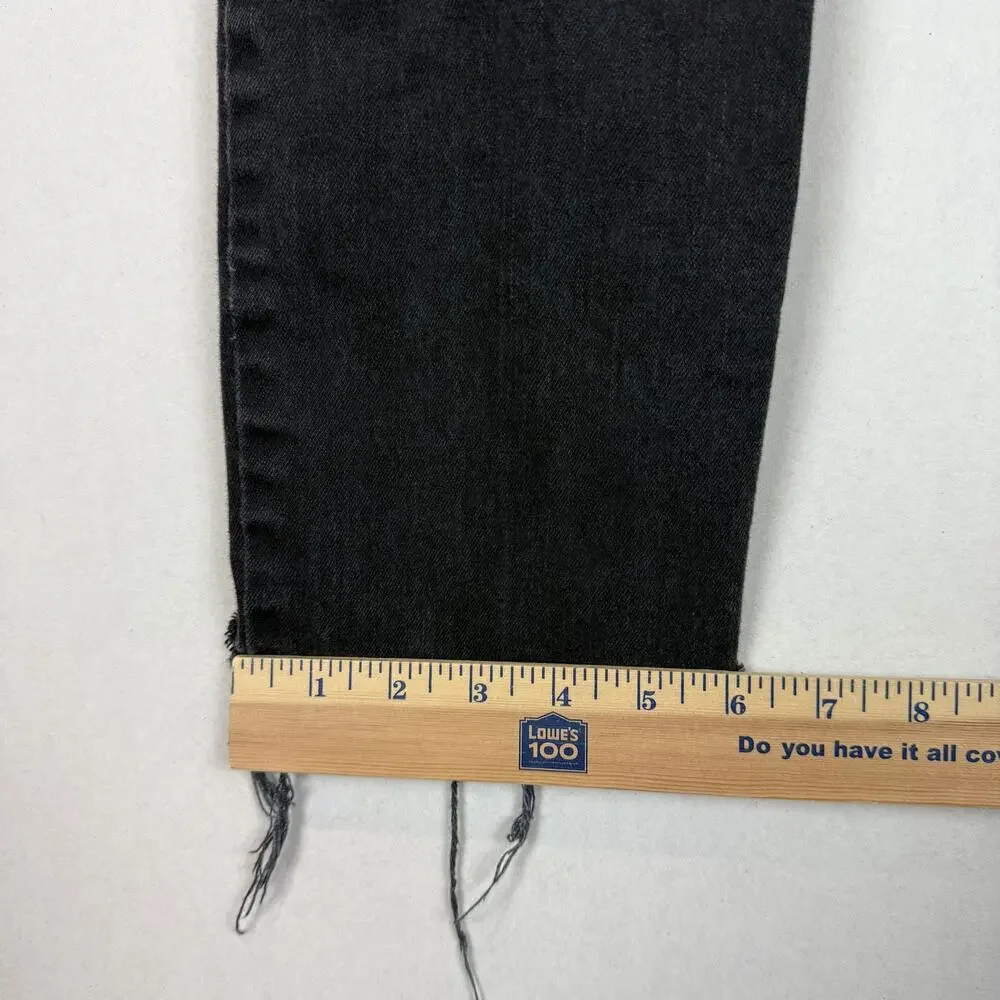 Levi's 511 Jeans Men 34x26 Black Denim Frayed Hem Mid-Rise Slim Fit Straight Leg